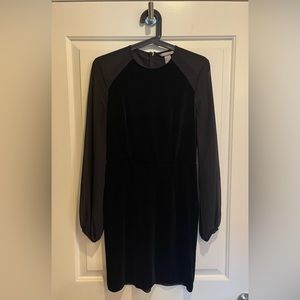 Black Velvet Dress with Long Chiffon Sleeves